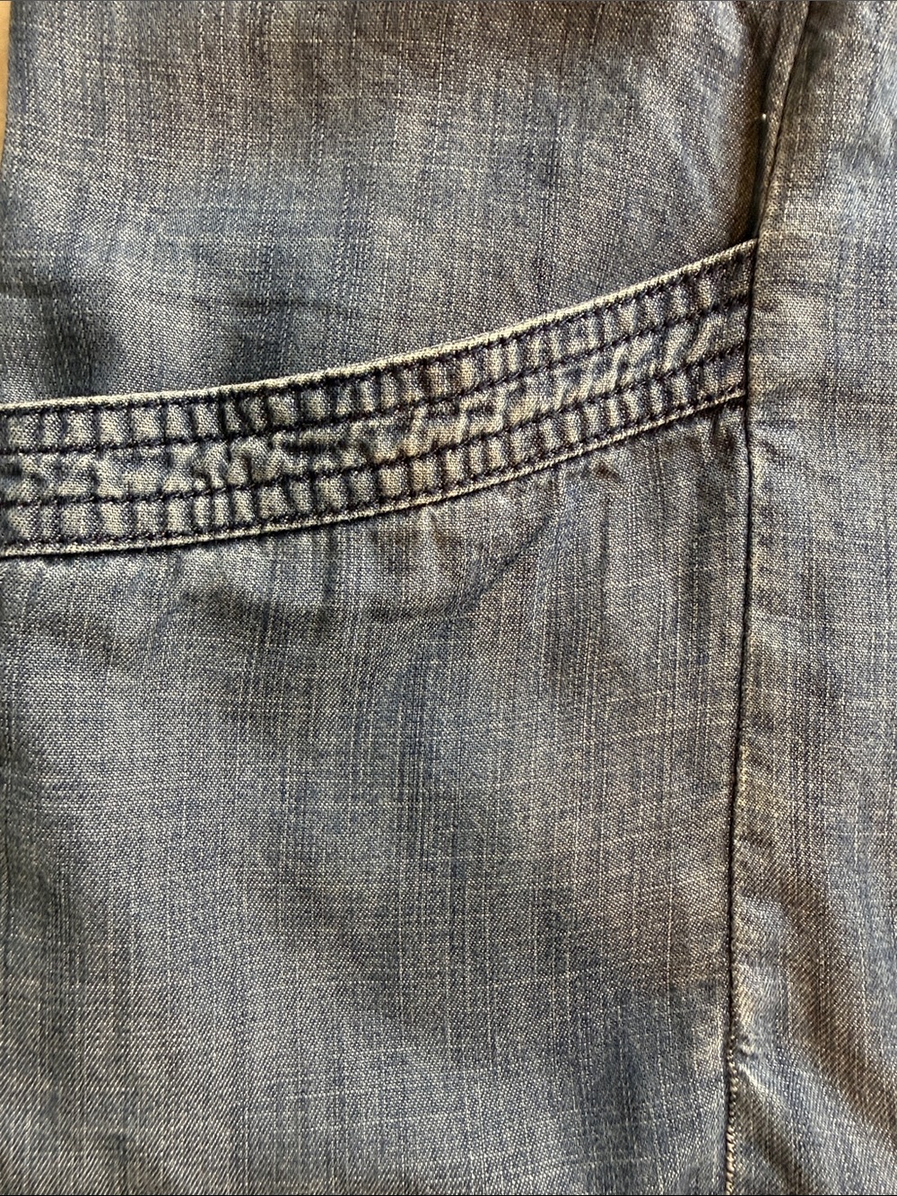 American Eagle Outfitters Chambray Blue Smocked Pocket Sundress - Picture 9 of 14